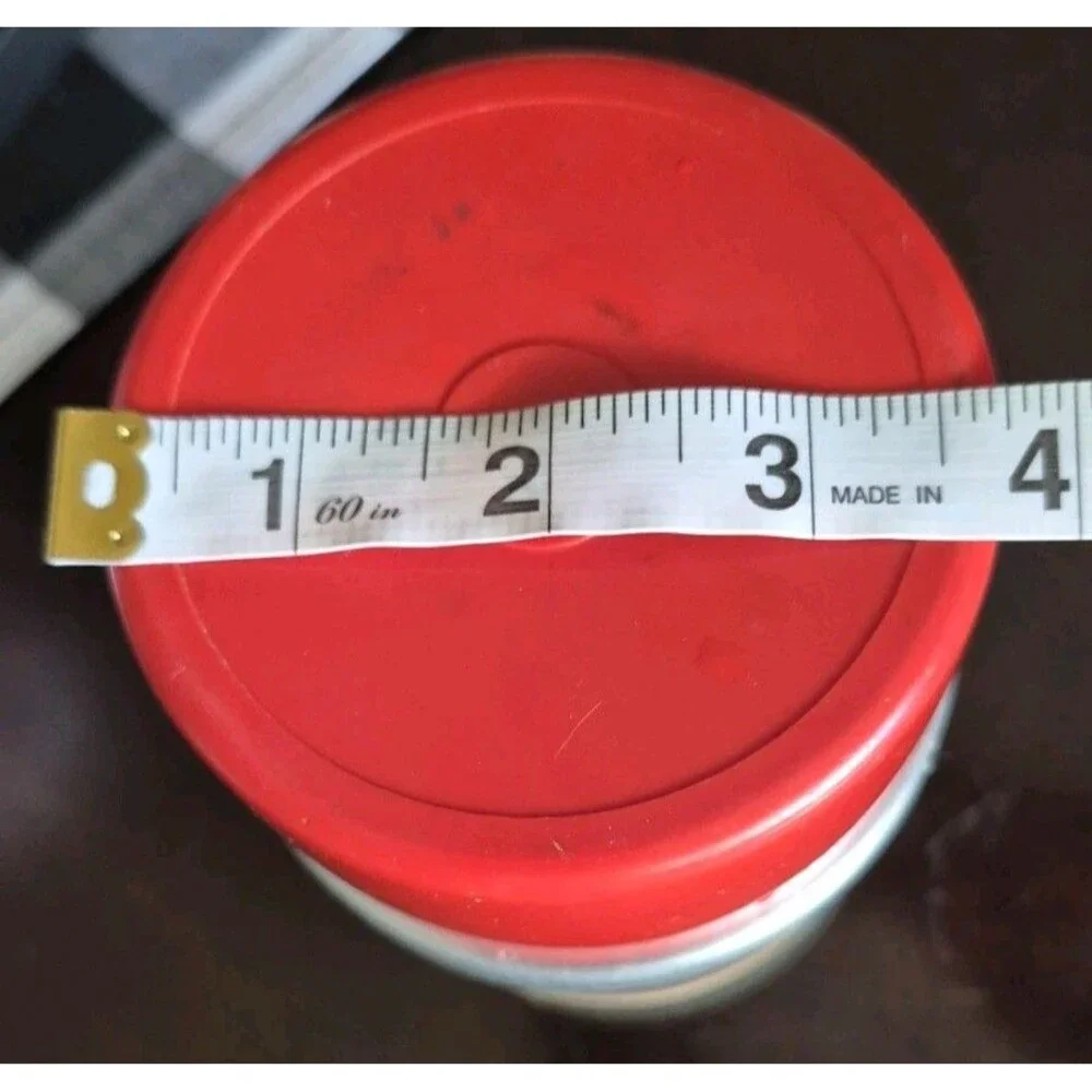 Vintage Sears J C Higgins Metal Vacuum Thermos Red Navy Striped Red Cap 1950s